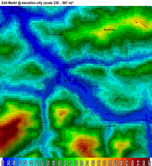 Zell-Markt elevation map