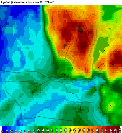 Lyefjell elevation map