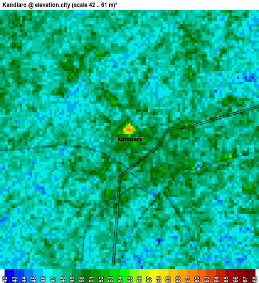 Kandiaro elevation map
