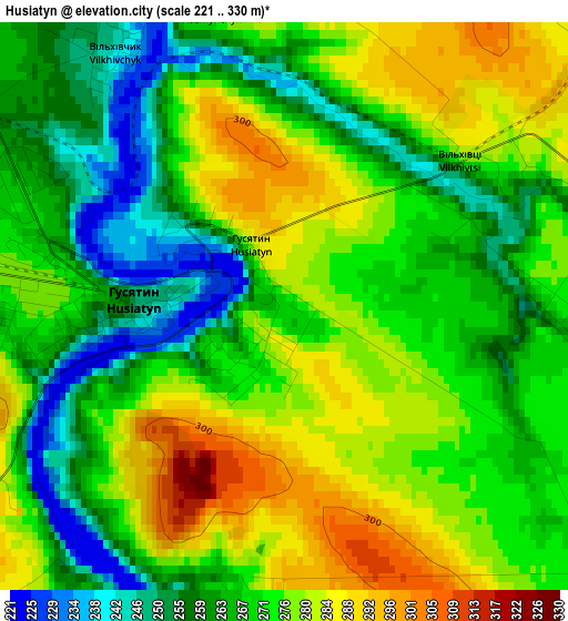 Husiatyn elevation map