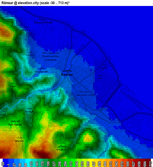 Rāmsar elevation map
