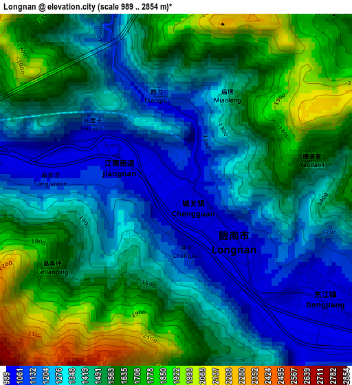 Longnan elevation map