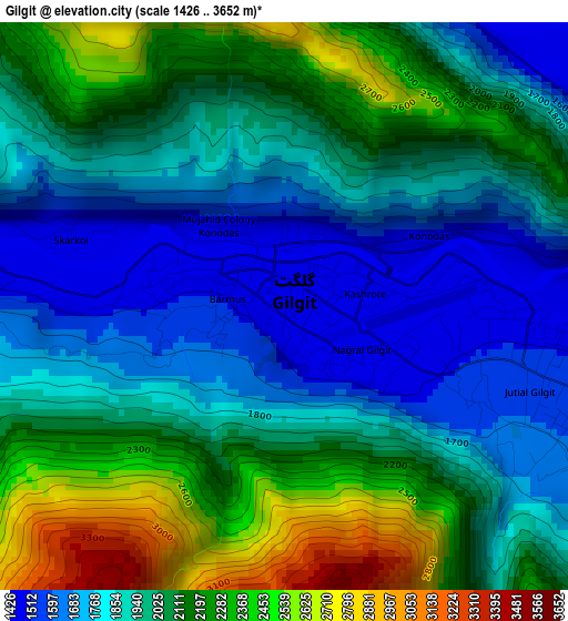 Gilgit elevation map