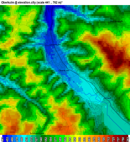 Oberkulm elevation map