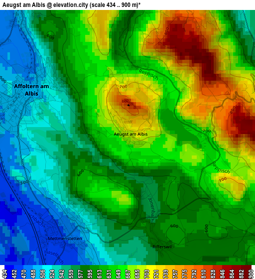 Aeugst am Albis elevation map