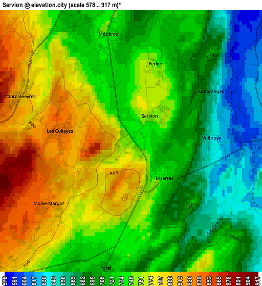 Servion elevation map