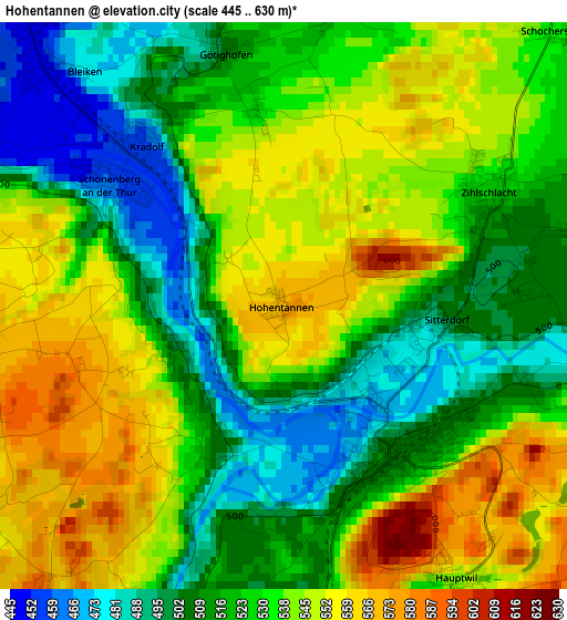 Hohentannen elevation map