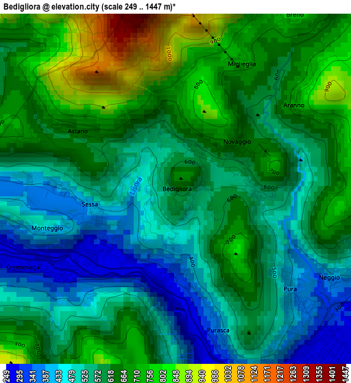 Bedigliora elevation map