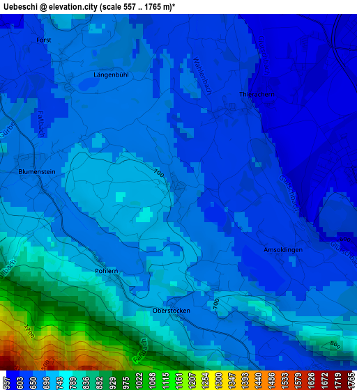 Uebeschi elevation map