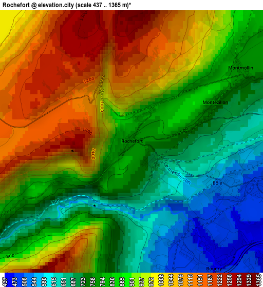 Rochefort elevation map