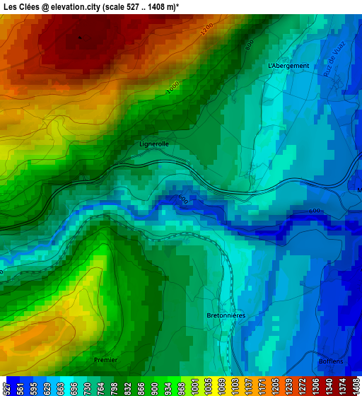 Les Clées elevation map