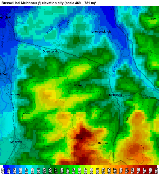 Busswil bei Melchnau elevation map
