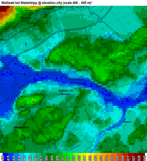 Walliswil bei Niederbipp elevation map