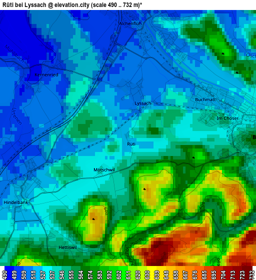 Rüti bei Lyssach elevation map