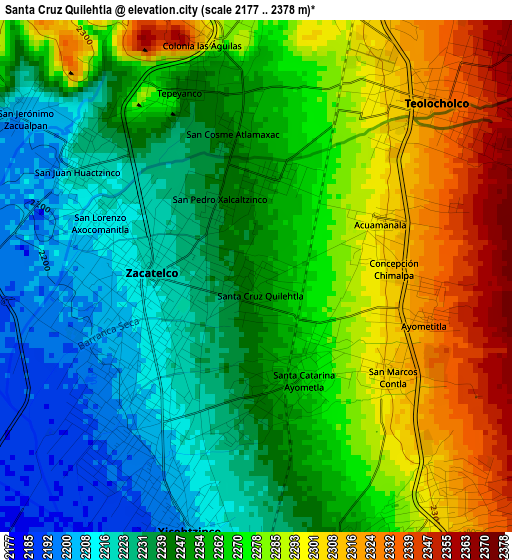 Santa Cruz Quilehtla elevation map