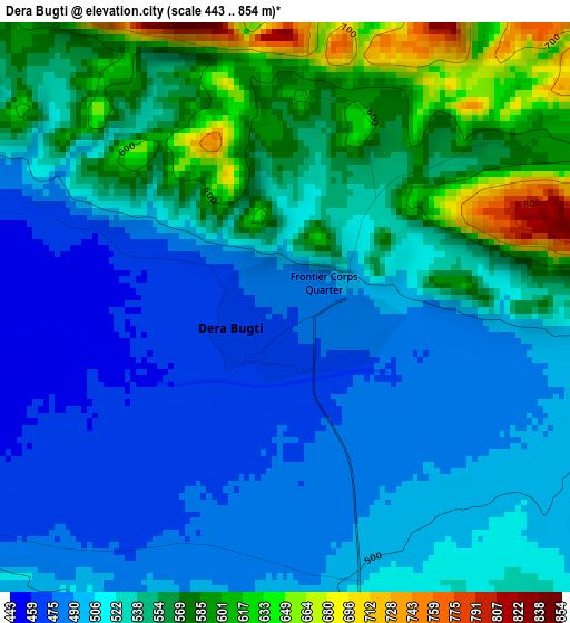 Dera Bugti elevation map