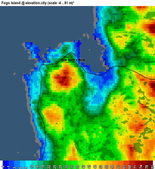 Fogo Island elevation map