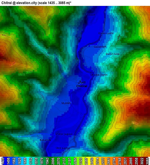 Chitral elevation map