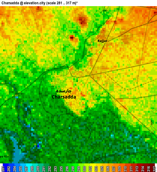 Charsadda elevation map