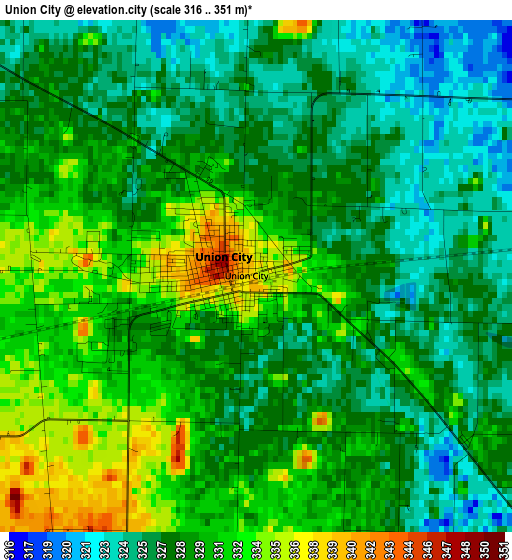 Union City elevation map