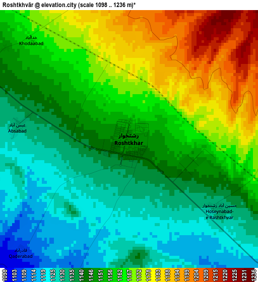 Roshtkhvār elevation map