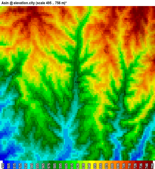 Asin elevation map