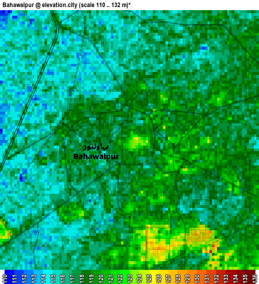 Bahawalpur elevation map