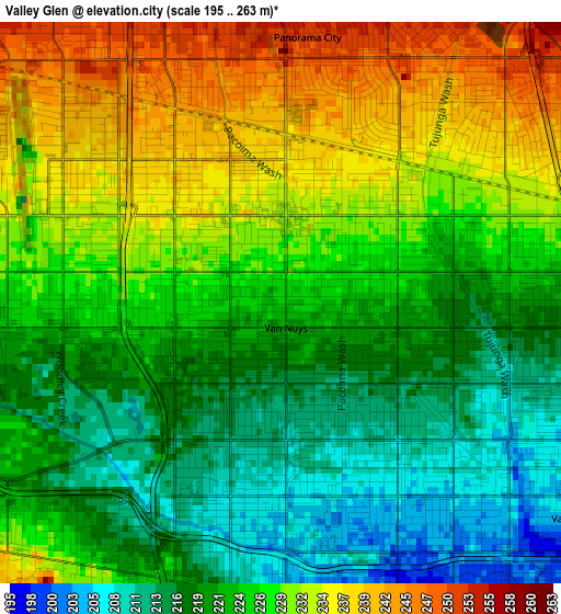 Valley Glen elevation map