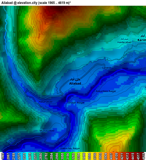 Aliabad elevation map