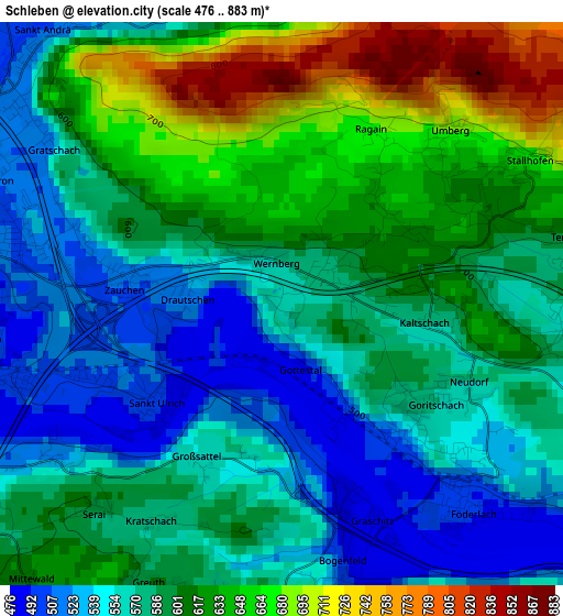 Schleben elevation map