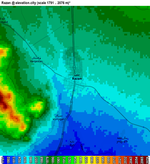 Razan elevation map