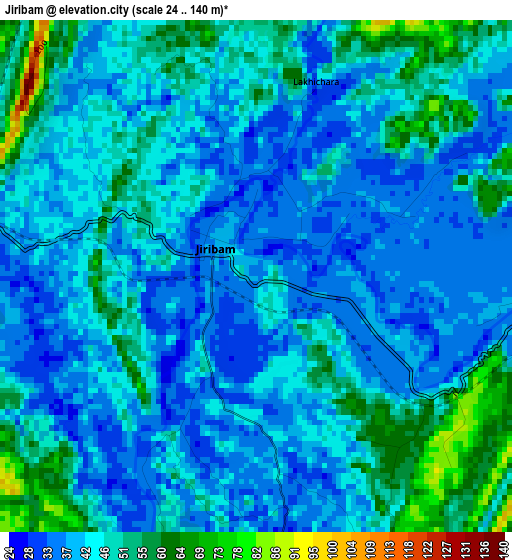 Jiribam elevation map