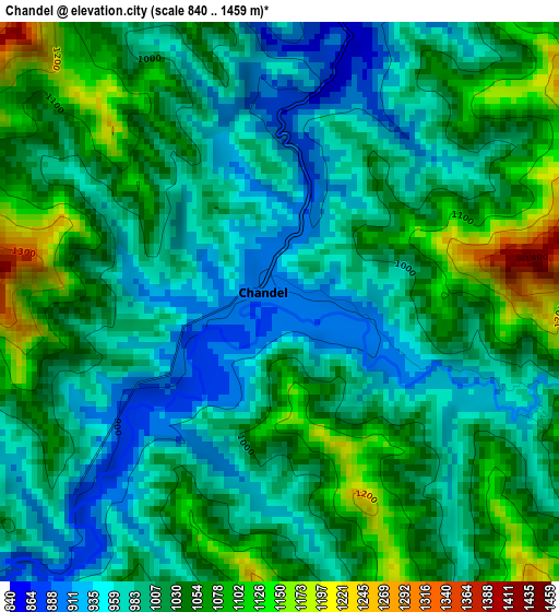 Chandel elevation map