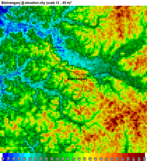 Bishramganj elevation map