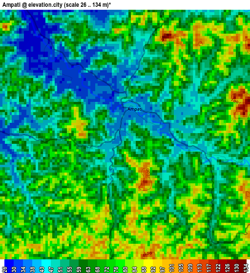 Ampati elevation map