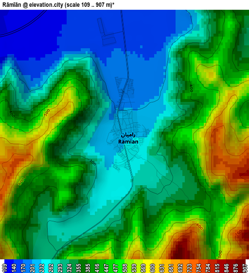 Rāmīān elevation map