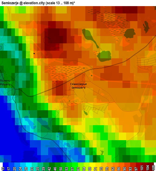 Semiozerje elevation map