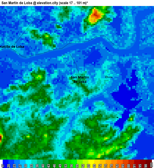 San Martín de Loba elevation map