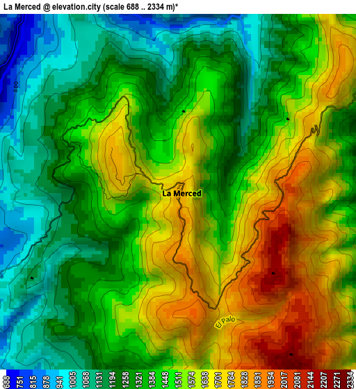 La Merced elevation map