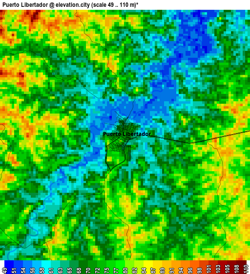 Puerto Libertador elevation map