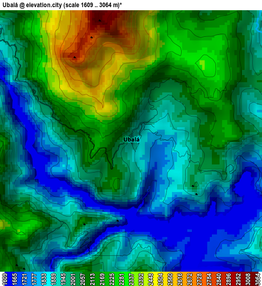 Ubalá elevation map