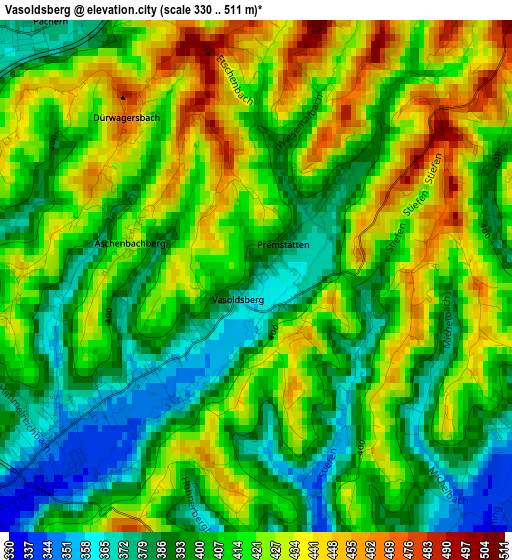 Vasoldsberg elevation map