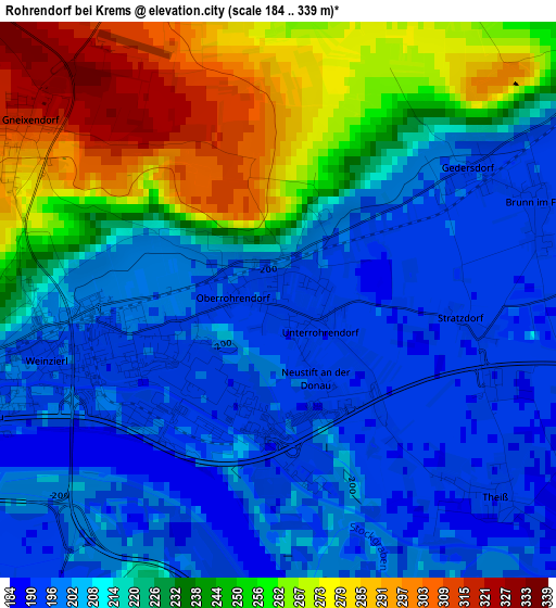 Rohrendorf bei Krems elevation map