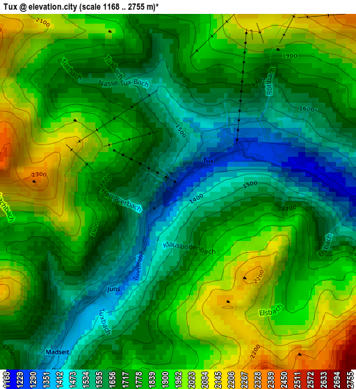 Tux elevation map