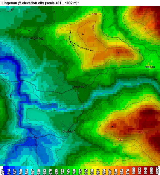 Lingenau elevation map