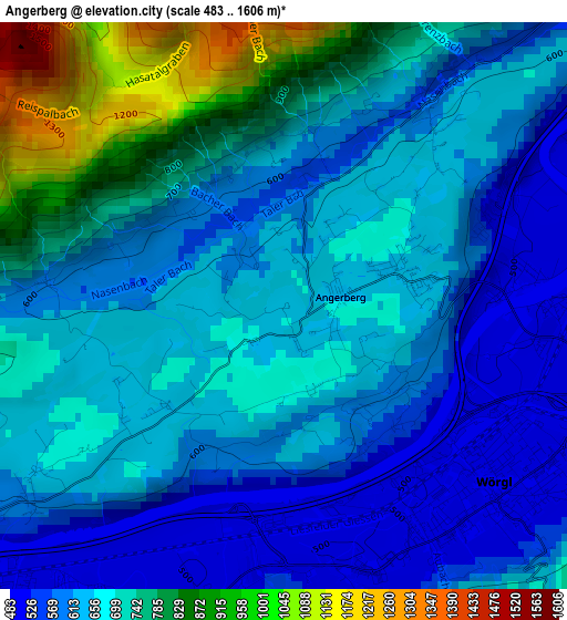 Angerberg elevation map