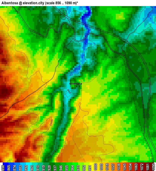 Albentosa elevation map