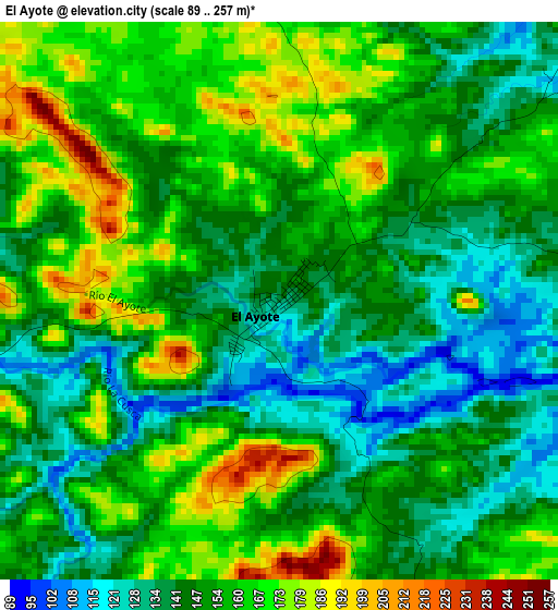 El Ayote elevation map