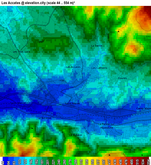 Les Accates elevation map