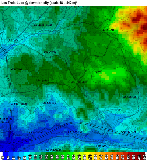 Les Trois-Lucs elevation map